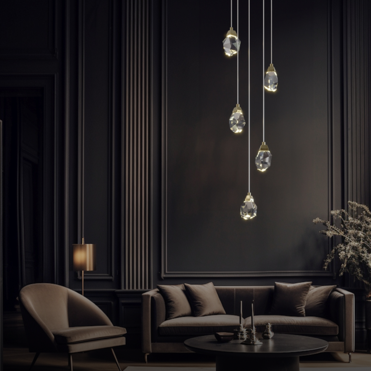 Kristy Design Cristallo LED Metallo Lampade a Sospensione Oro Soggiorno