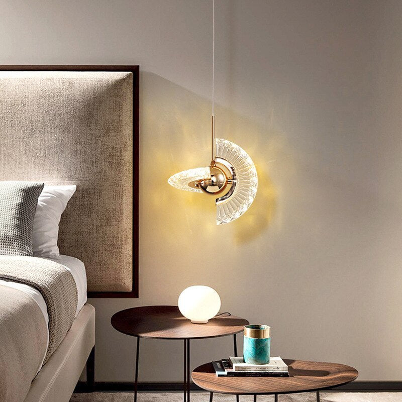 Kristy Design Lusso LED Lampada a Sospensione Metallo Acrilico Oro Soggiorno/Camera da Letto