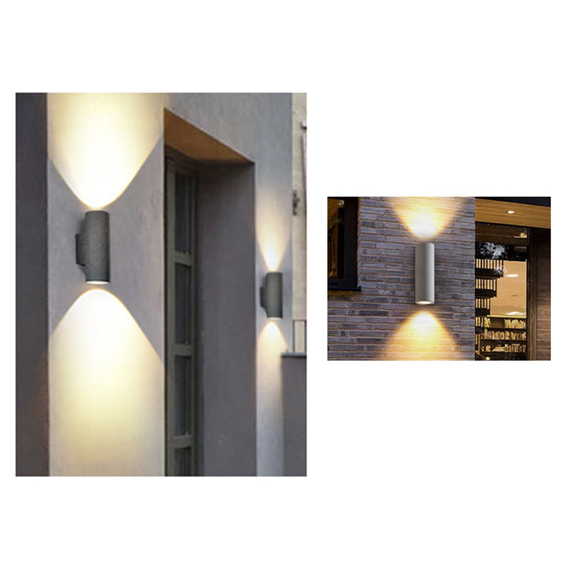 Ray Moderne LED Lampade da Esterno Cilindro Doppio Testa Cemento Nero/Bianco