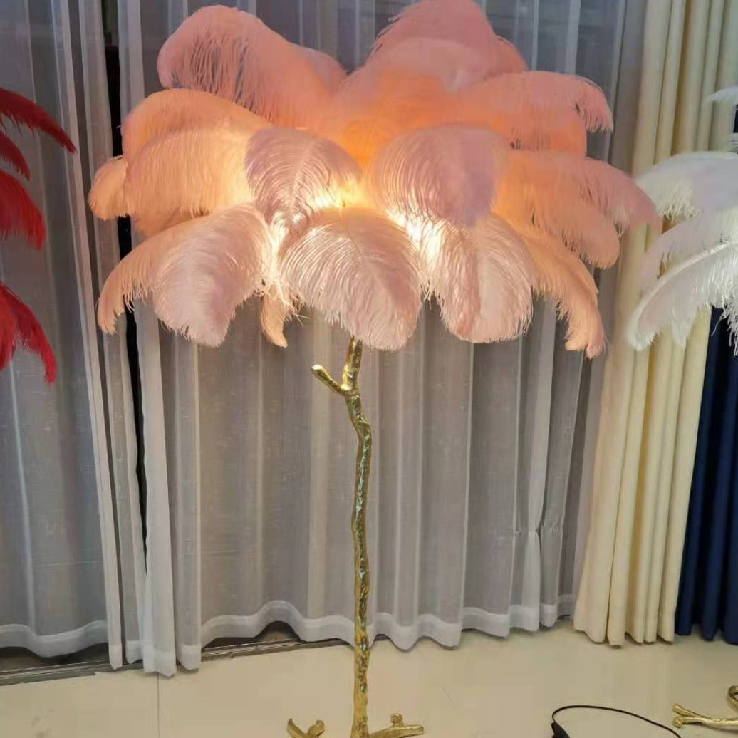 O'Moore Design LED Lampada da Terra Piuma Struzzo Lussa Soggiorno/Camera da Letto