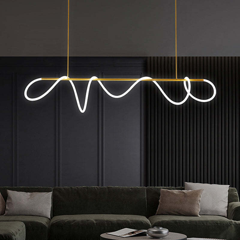 Arisha Lampada a Sospensione Metallo Oro Curva Lineare Soggiorno/Camera da Letto
