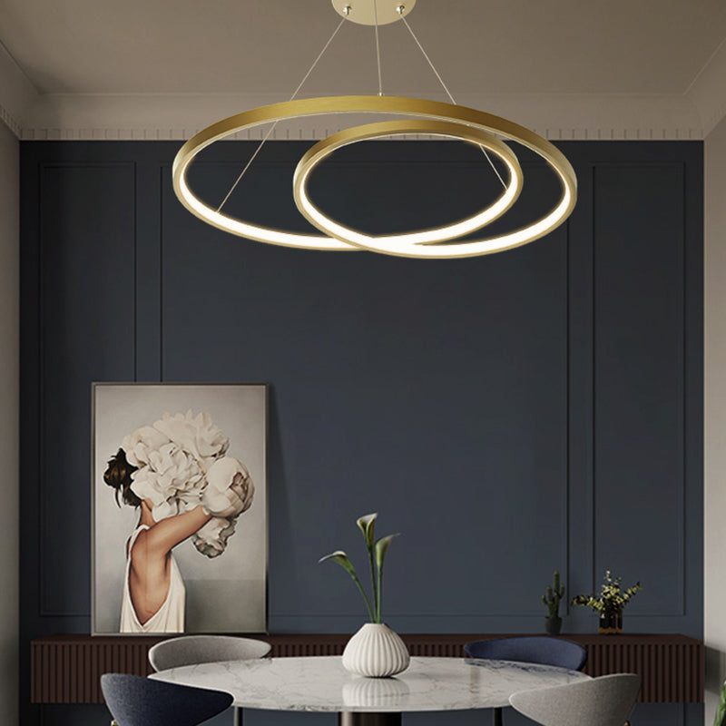 Arisha Moderno LED Cerchio Curvo Lampade a sospensione Metallo Nero/Oro Soggiorno/Camera da Letto