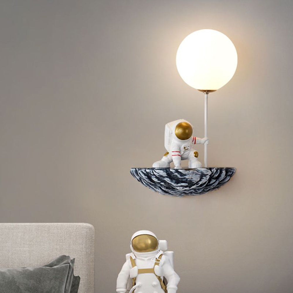 Aria Design LED Astronauta Decorativo Applique Metallo Vetro Acrilico Bianco/Blu-Bianco Soggiorno/Camera da Letto