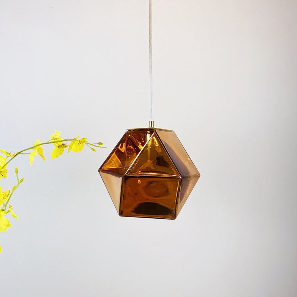Valentina Moderno Vetro Multi Poligonale Lampade a Sospensione Bianco/Grigio Fumé/Oro Rosa