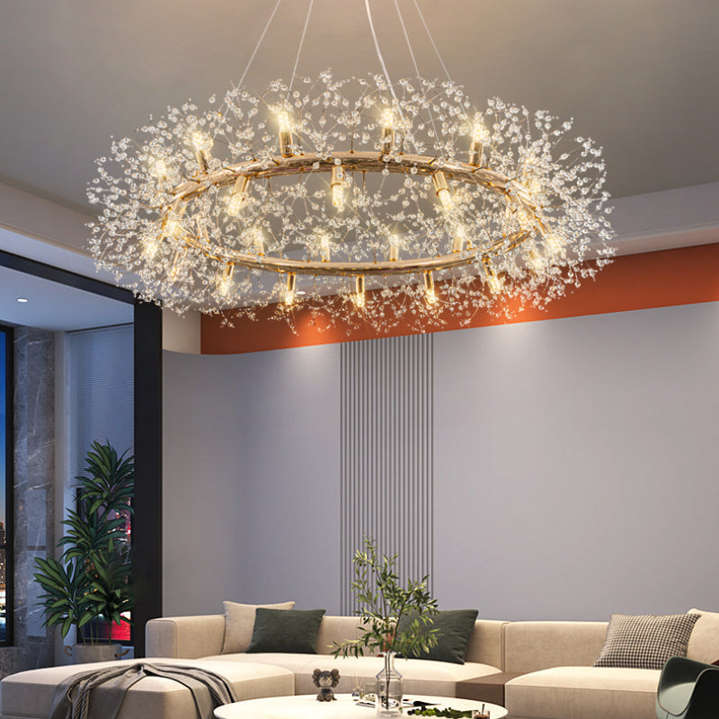 Arisha Lampada a Sospensione LED Moderna Dente di Leone in Metallo Oro/Cristallo
