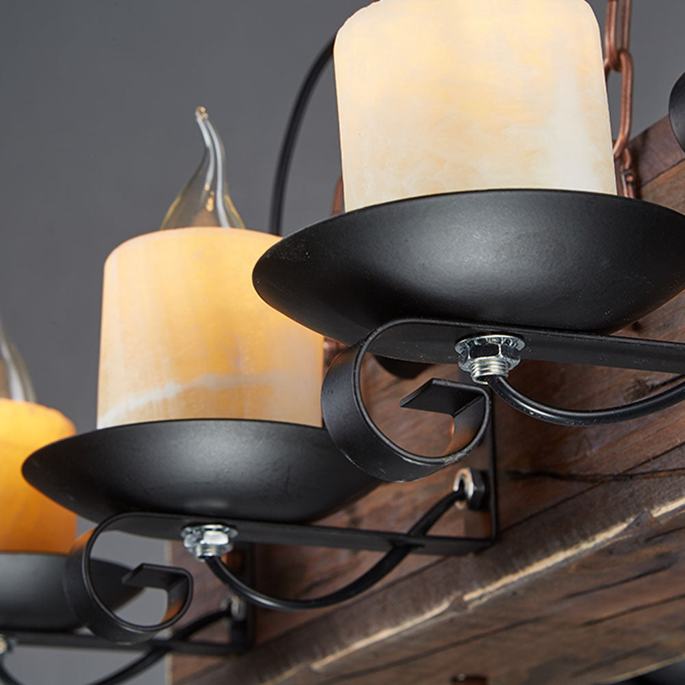 Epoch Retro Rettangolare Metallo/Legno Lampada a Sospensione Noce