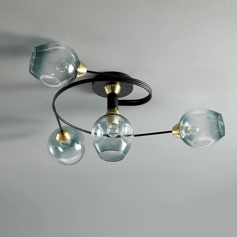 Valentina Moderno LED Spirale Plafoniere Metallo Vetro Nero/Oro Sala da Pranzo/Soggiorno/Camera da Letto