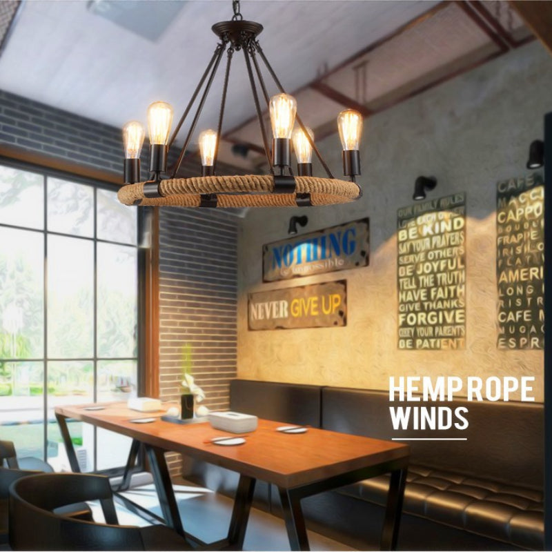 Epoch Design Metallo/Corda LED Sospensione Nero Soggiorno/Bar/Ristorante