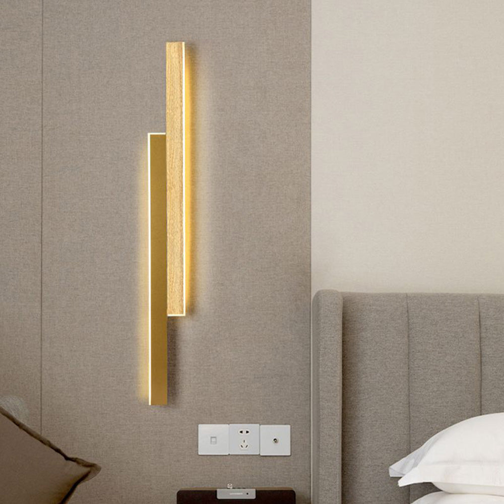 Muto Design LED Applique Metallo Acrilico Marrone/Legno Duo-Lineare Bagno