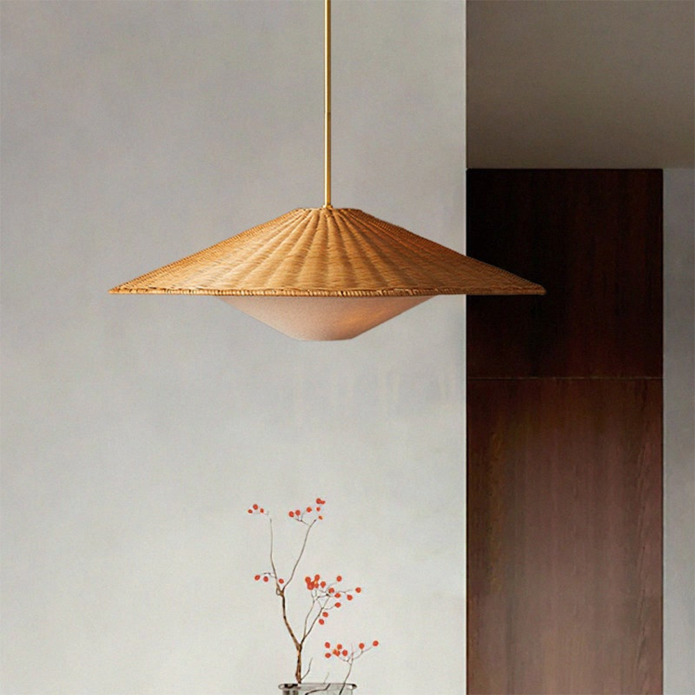 Ritta Tessuto a Mano Retro Lampade a Sospensione Rattan Camera da Letto