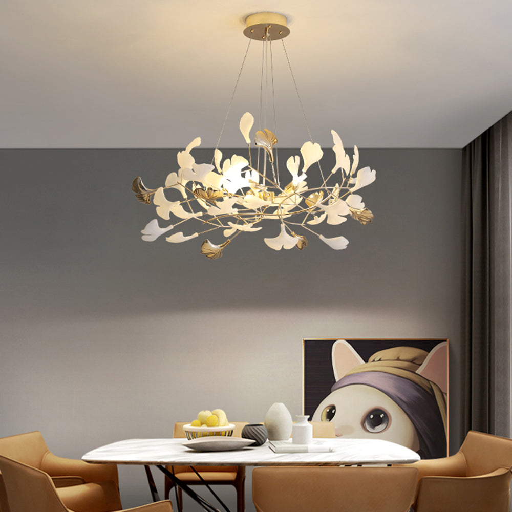 Olivia Moderne LED Lampade a Sospensione Ginkgo Biloba Metallo Oro Petalo Soggiorno/Camera da Letto