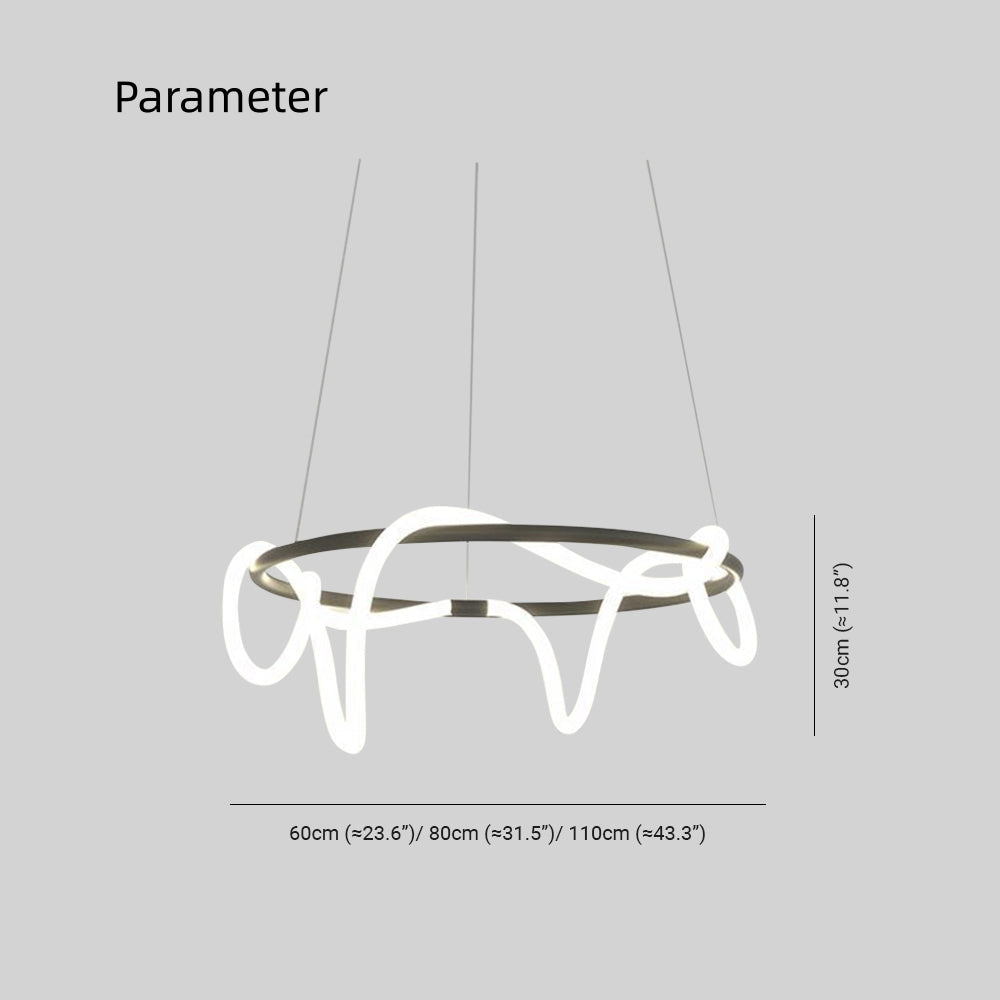 Arisha Lampada a Sospensione Metallo Oro Curva Lineare Soggiorno/Camera da Letto