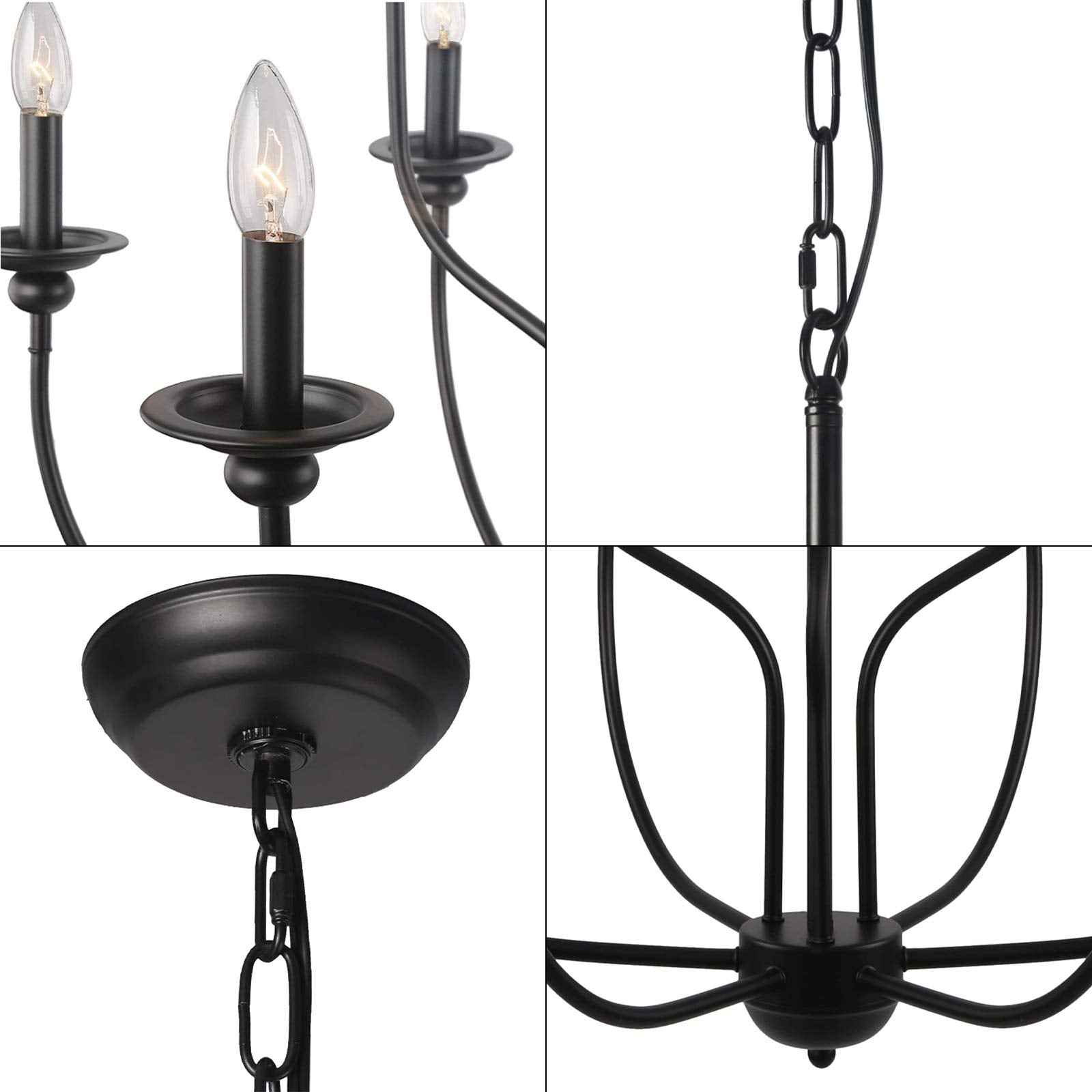 Silva Lampadari Moderno a LED in Metallo Nero per Camera da Letto e Soggiorno