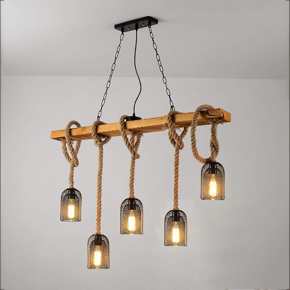 Epoch Vintage Metallo/Corda LED Sospensione Nero Soggiorno/Bar/Ristorante