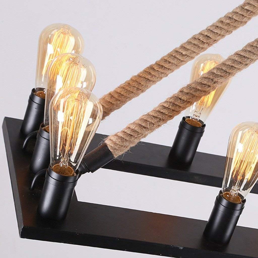 Epoch Vintage Metallo/Corda LED Sospensione Nero Soggiorno/Bar/Ristorante