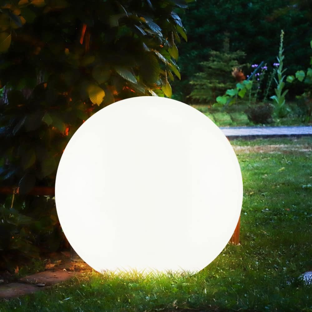 Aria Design LED Luce da Esterno Lampada da Terra Impermeabile Bianco Sfera Acrilico