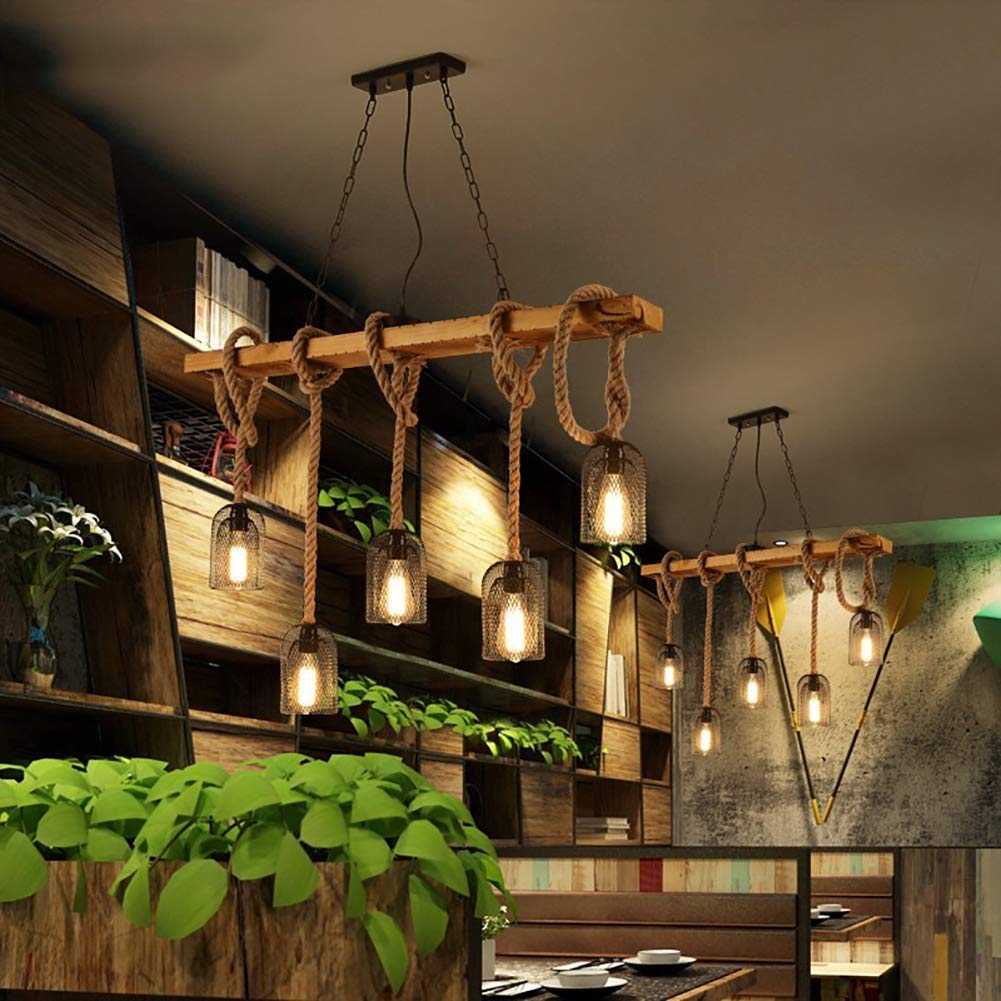 Epoch Vintage Metallo/Corda LED Sospensione Nero Soggiorno/Bar/Ristorante