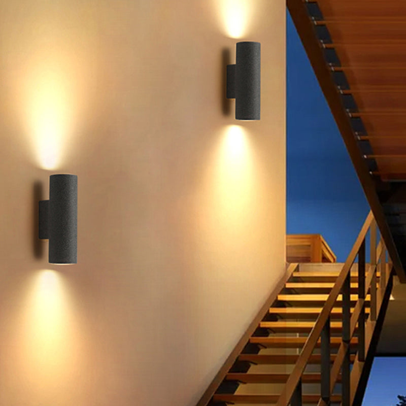 Ray Moderne LED Lampade da Esterno Cilindro Doppio Testa Cemento Nero/Bianco