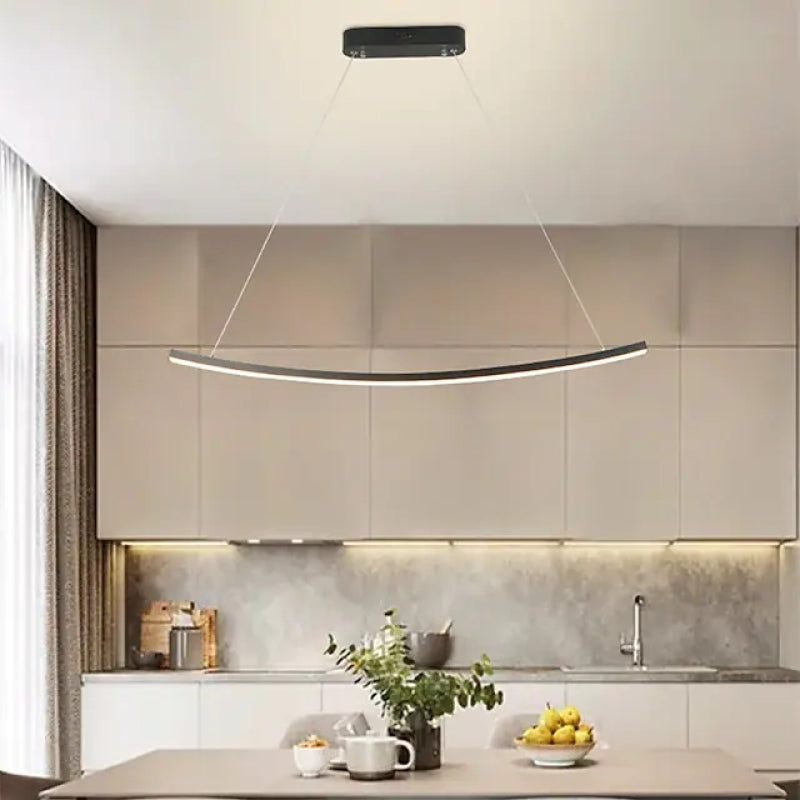 Alessio Minimalista LED Lampada a Sospensione Metallo Nero Lineare Soggiorno/Camera da Letto