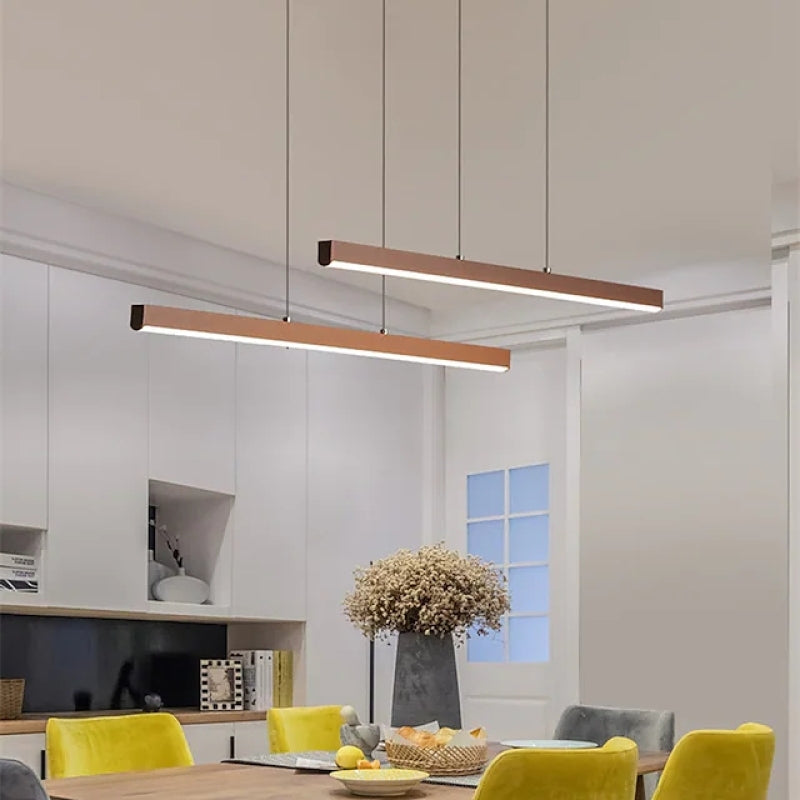 Edge Minimalismo LED Lampada a Sospensione Metallo Marrone Doppio-Lineare Moderna