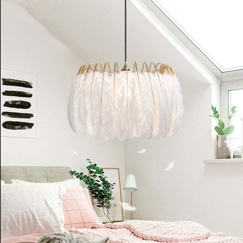 O'Moore Elegante LED Lampade a Sospensione Piuma Nero/Bianco Camera da Letto/Soggiorno