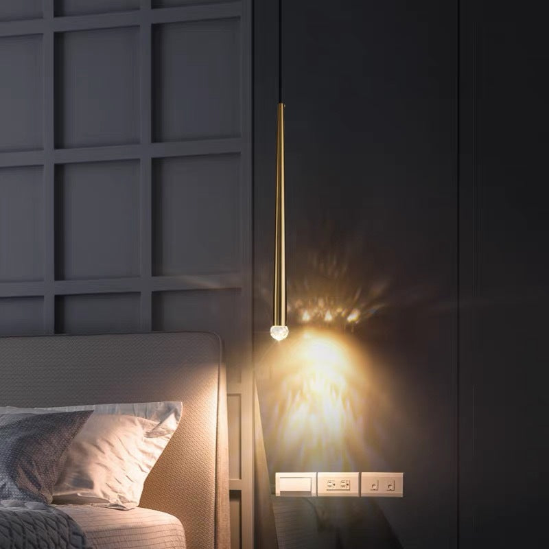 Arisha Moderna LED Minimalismo Lampada a Sospensione Metallo Oro Lineare Soggiorno