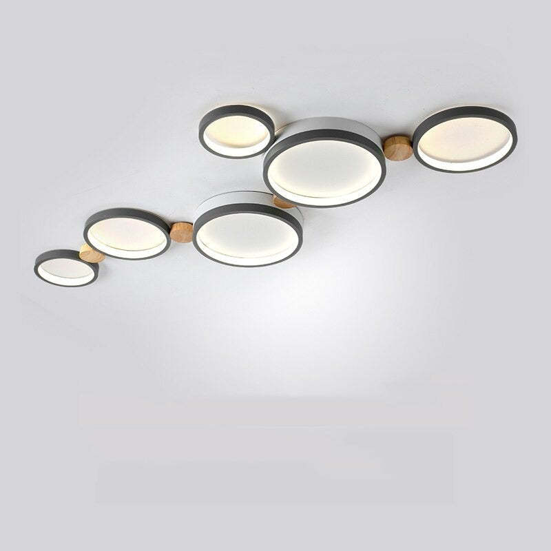 Arisha Minimalismo LED Plafoniera Bianco Rotonda Metallo Legno Soggiorno/Camera da Letto/Sala da Pranzo