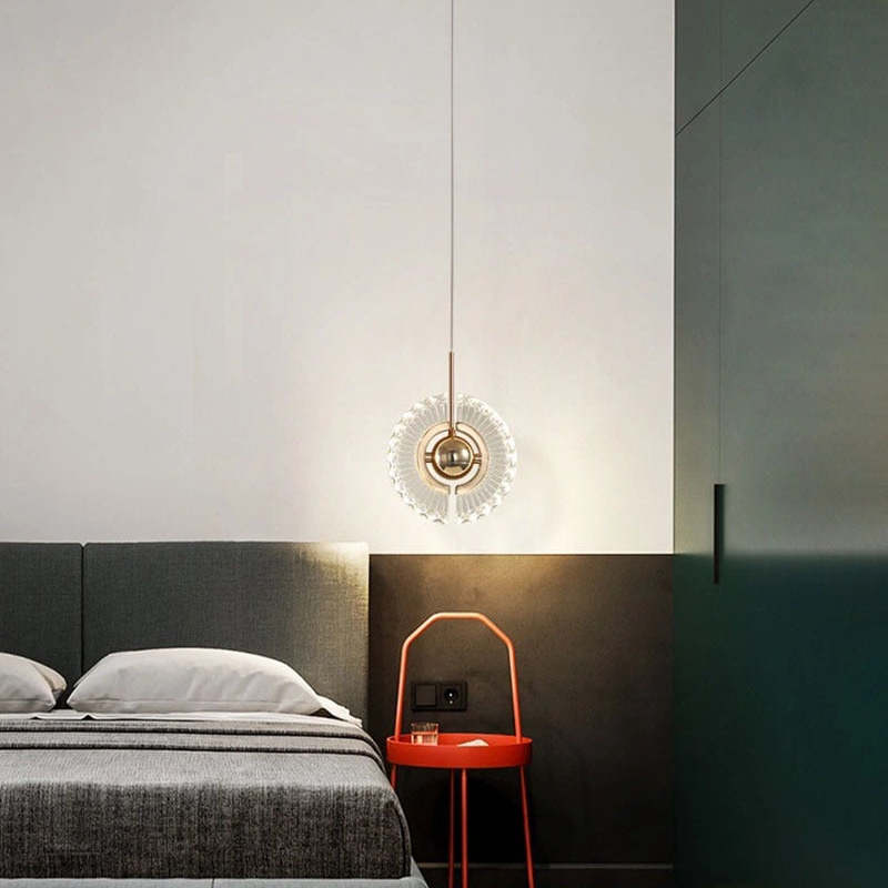 Kristy Design Lusso LED Lampada a Sospensione Metallo Acrilico Oro Soggiorno/Camera da Letto