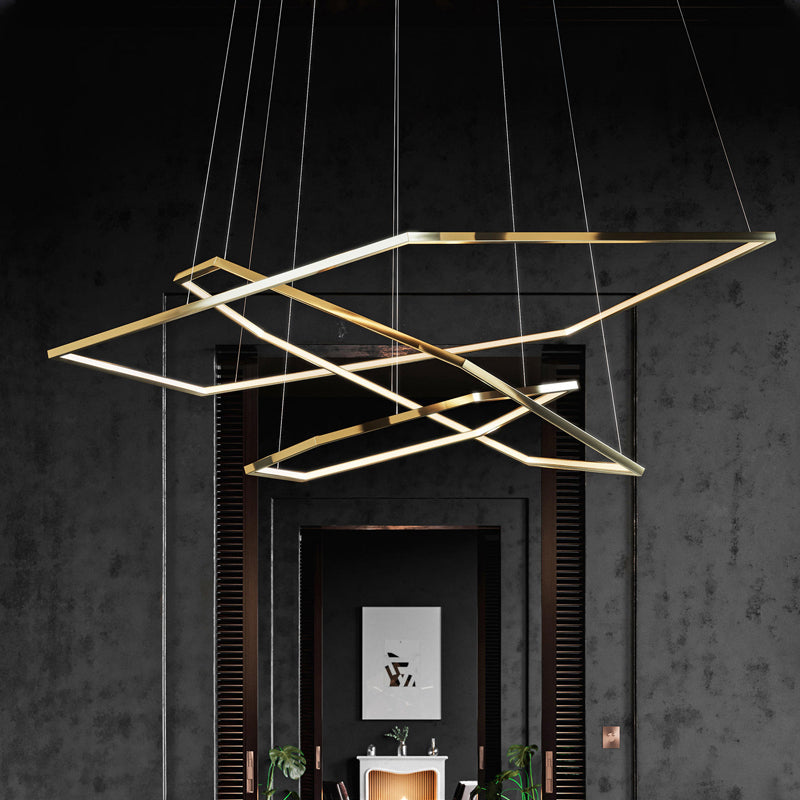 Arisha Minimalista LED Lampada a Sospensione Metallo Oro DIY Geometria Soggiorno/Camera da Letto