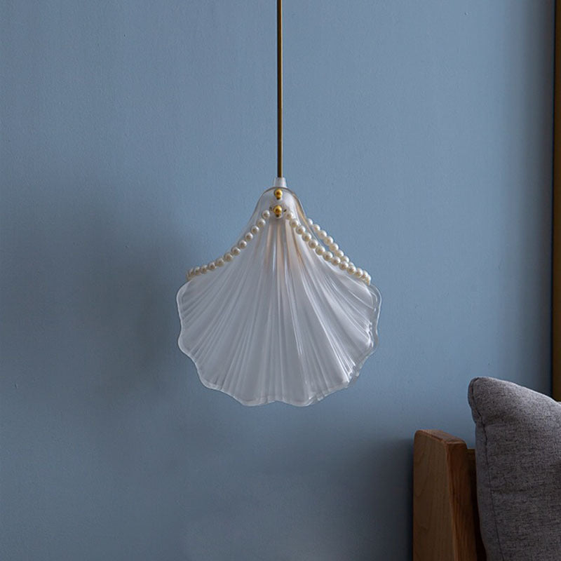 Kristy Bellissimo LED Lampada a Sospensione Metallo/Acrilico Art Déco Bianco Conchiglia di Perle Soggiorno/Camera da Letto