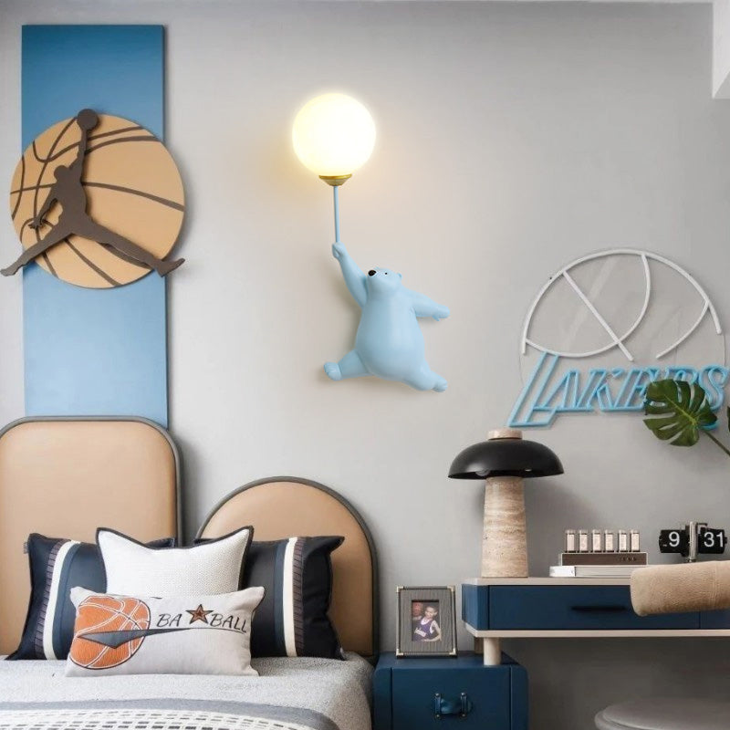 Aria Design LED Applique da Parete Lettura Pallone d'Orso Bianco/Blu Camera da letto/Studio/Soggiorno