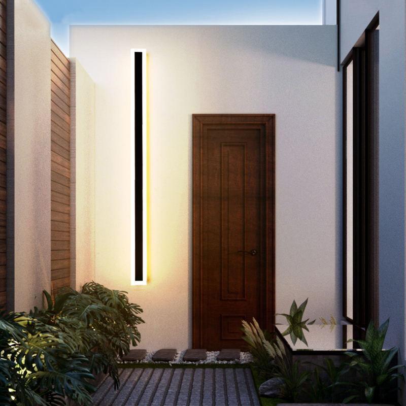Ray LED Applique da Esterni Metallo Nero Lineare Impermeabile Corridoio/Giardino