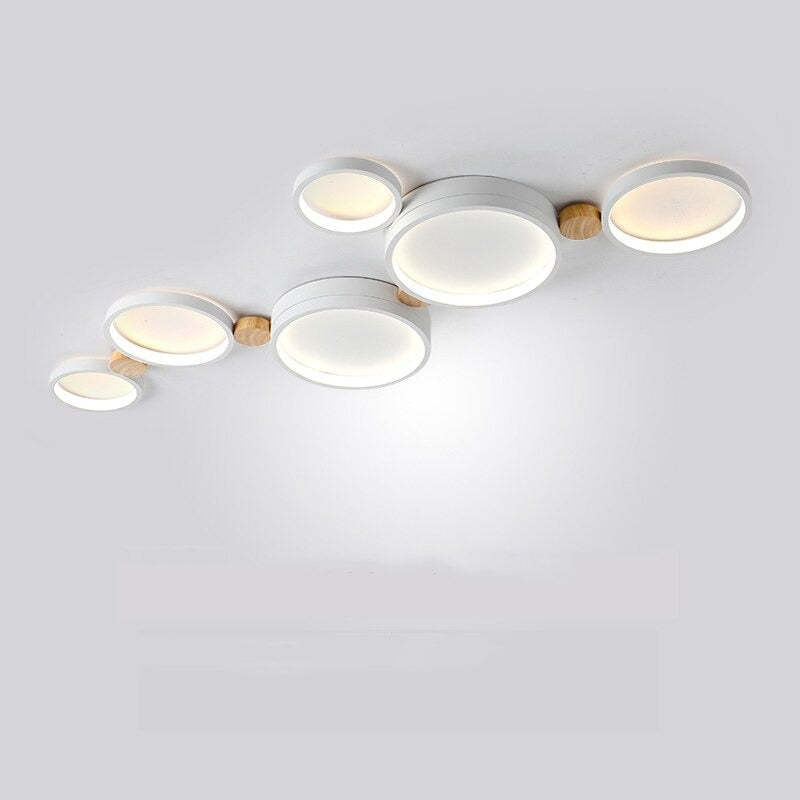 Arisha Minimalismo LED Plafoniera Bianco Rotonda Metallo Legno Soggiorno/Camera da Letto/Sala da Pranzo