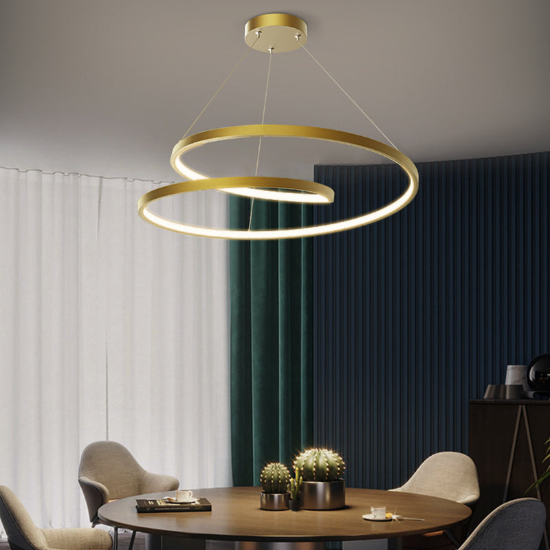 Arisha Moderno LED Cerchio Curvo Lampade a sospensione Metallo Nero/Oro Soggiorno/Camera da Letto