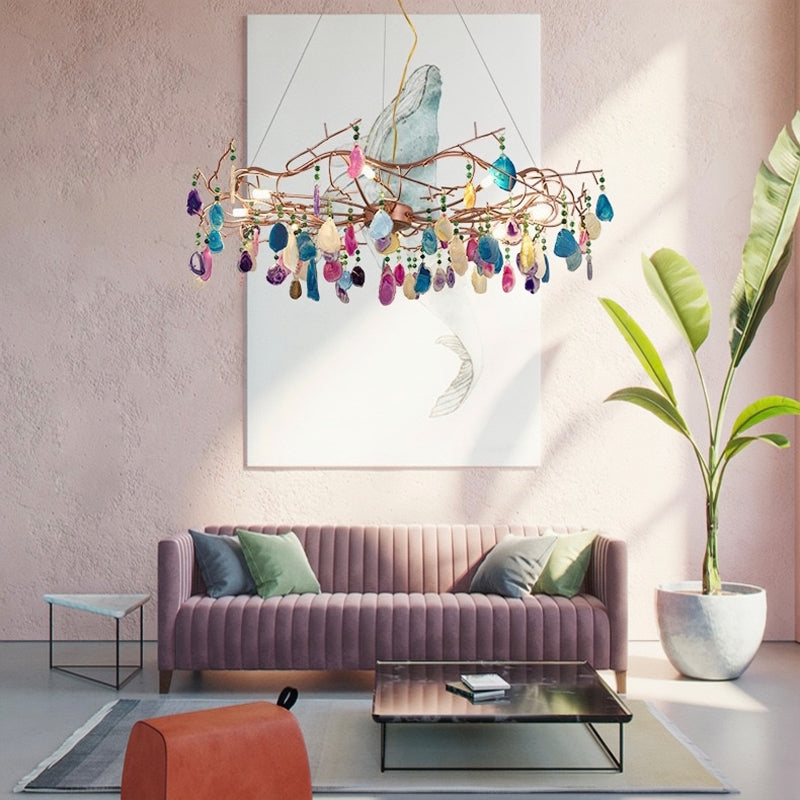 Valentina Arte Deco Agate Pietra Lampade a Sospensione Soggiorno