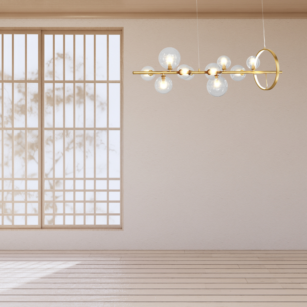 Valentina Moderno Metallo/Vetro Lux Lampadario Oro/Nero Soggiorno/Sala da Pranzo