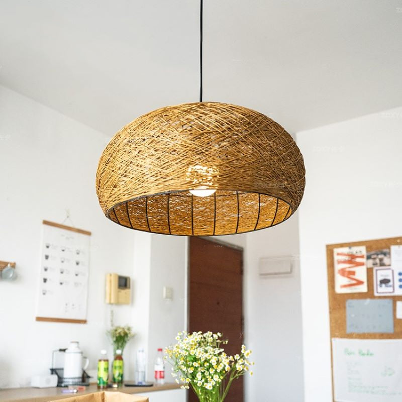 Ritta Design Nido Metallo Rattan LED Lampade a Sospensione Sala da Pranzo