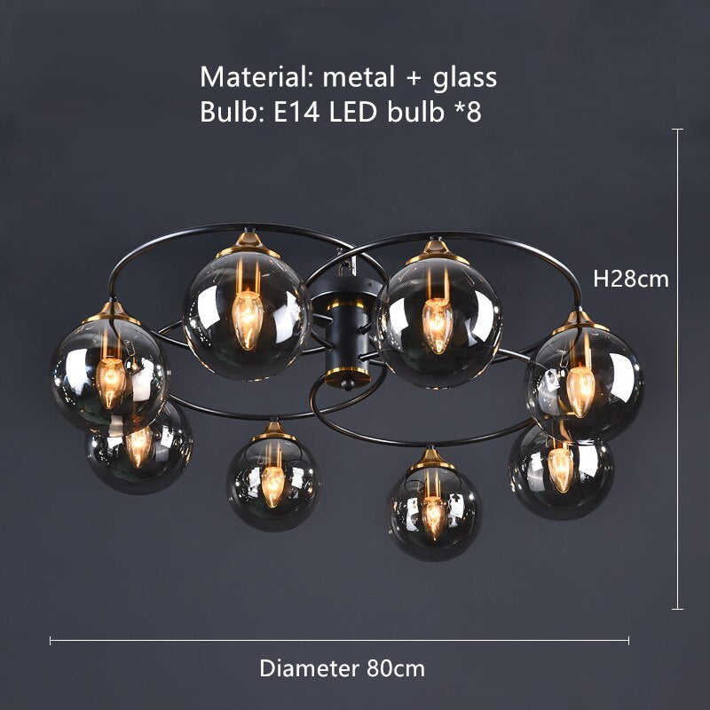 Valentina Moderno LED Sfera Plafoniera Vetro Grigio/Ambra Metallo Acrilico Sala da Pranzo
