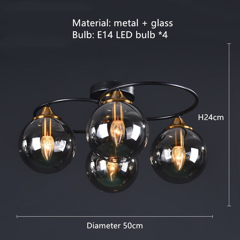 Valentina Moderno LED Sfera Plafoniera Vetro Grigio/Ambra Metallo Acrilico Sala da Pranzo