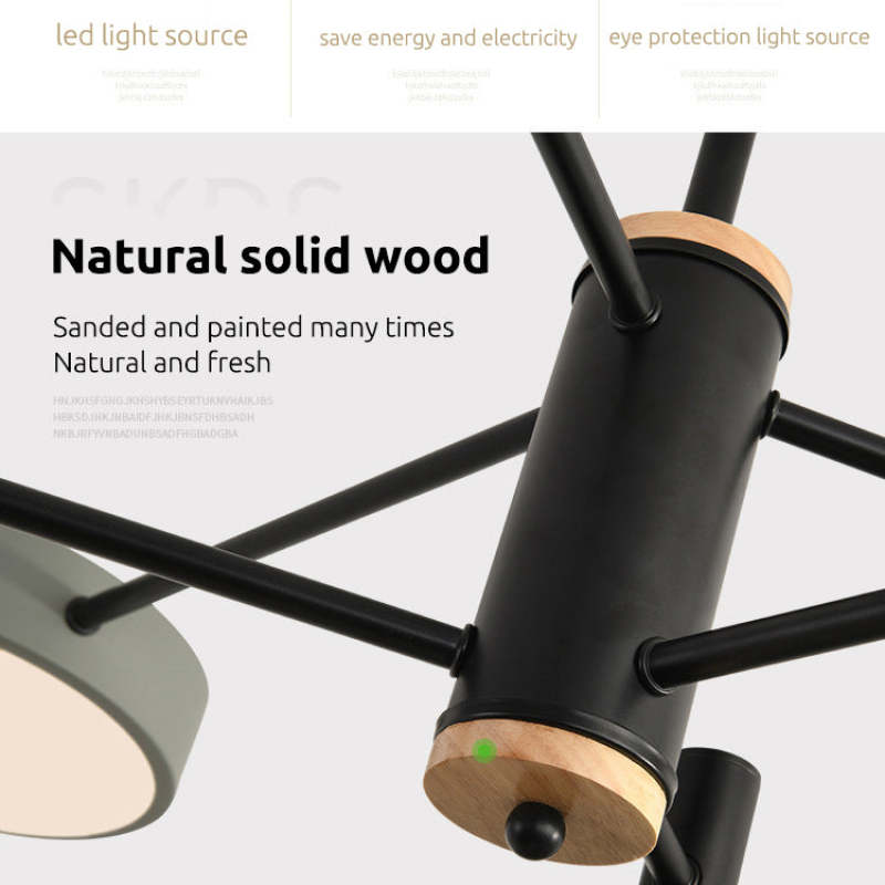 Arisha Design LED Lampade a Sospensione Metallo/Legno Grigio/Bianco/Oro Soggiorno/Camera da Letto