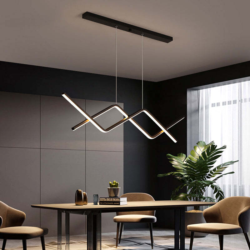 Arisha Moderna LED Lampada a Sospensione Metallo Nero/Oro Lineare/Doppia Curva Soggiorno