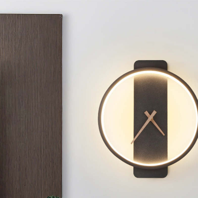 Nordic Moderno LED Orologio Applique Quadrato/Girare Metallo Acrilico Oro/Nero Soggiorno/Camera da Letto