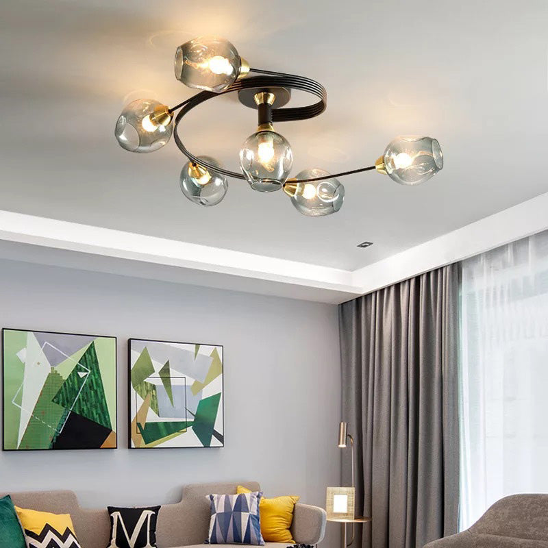 Valentina Moderno LED Spirale Plafoniere Metallo Vetro Nero/Oro Sala da Pranzo/Soggiorno/Camera da Letto