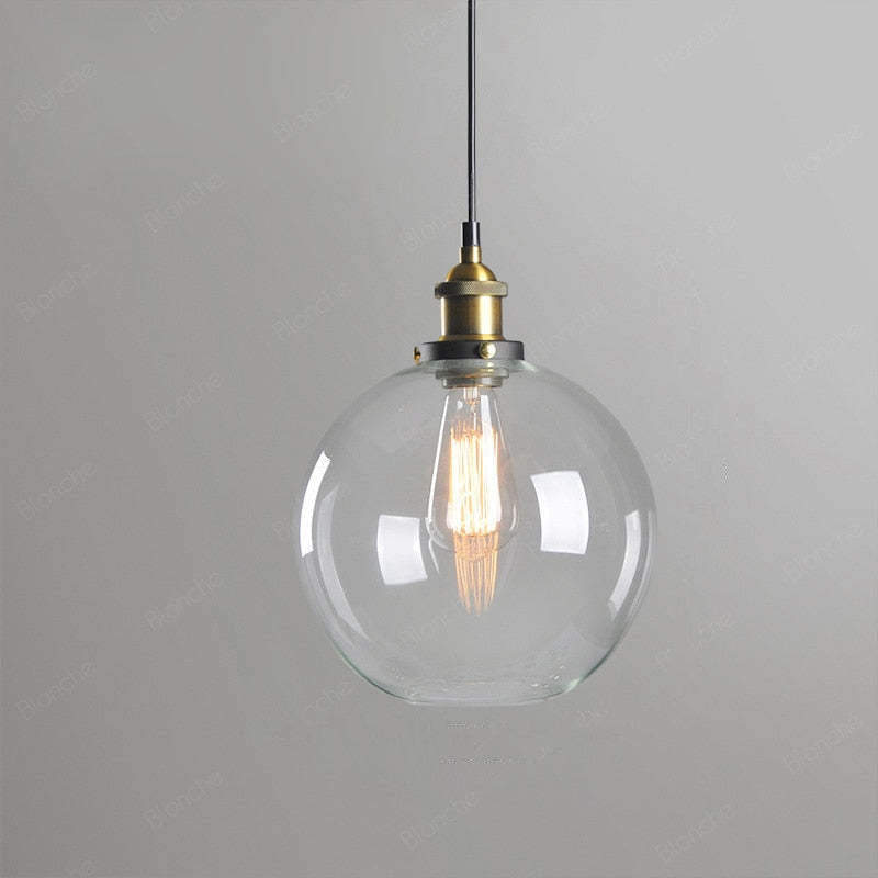 Arisha Industriale LED Lampada a Sospensione Vetro Chiaro/Ambra/Grigio Fumo