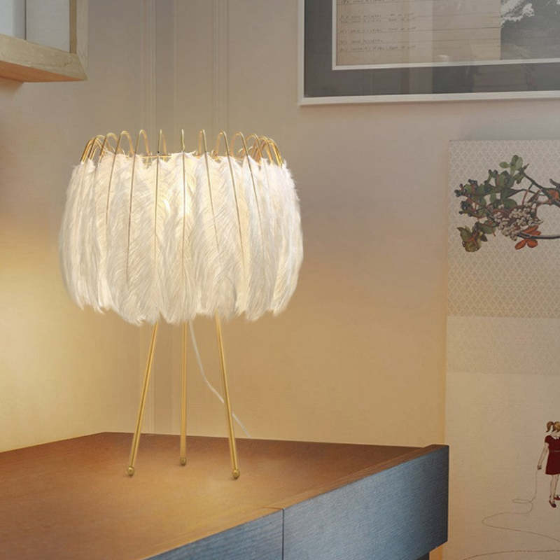 O'Moore Moderno LED Lampada da Terra Piuma Bianco Tripot Soggiorno