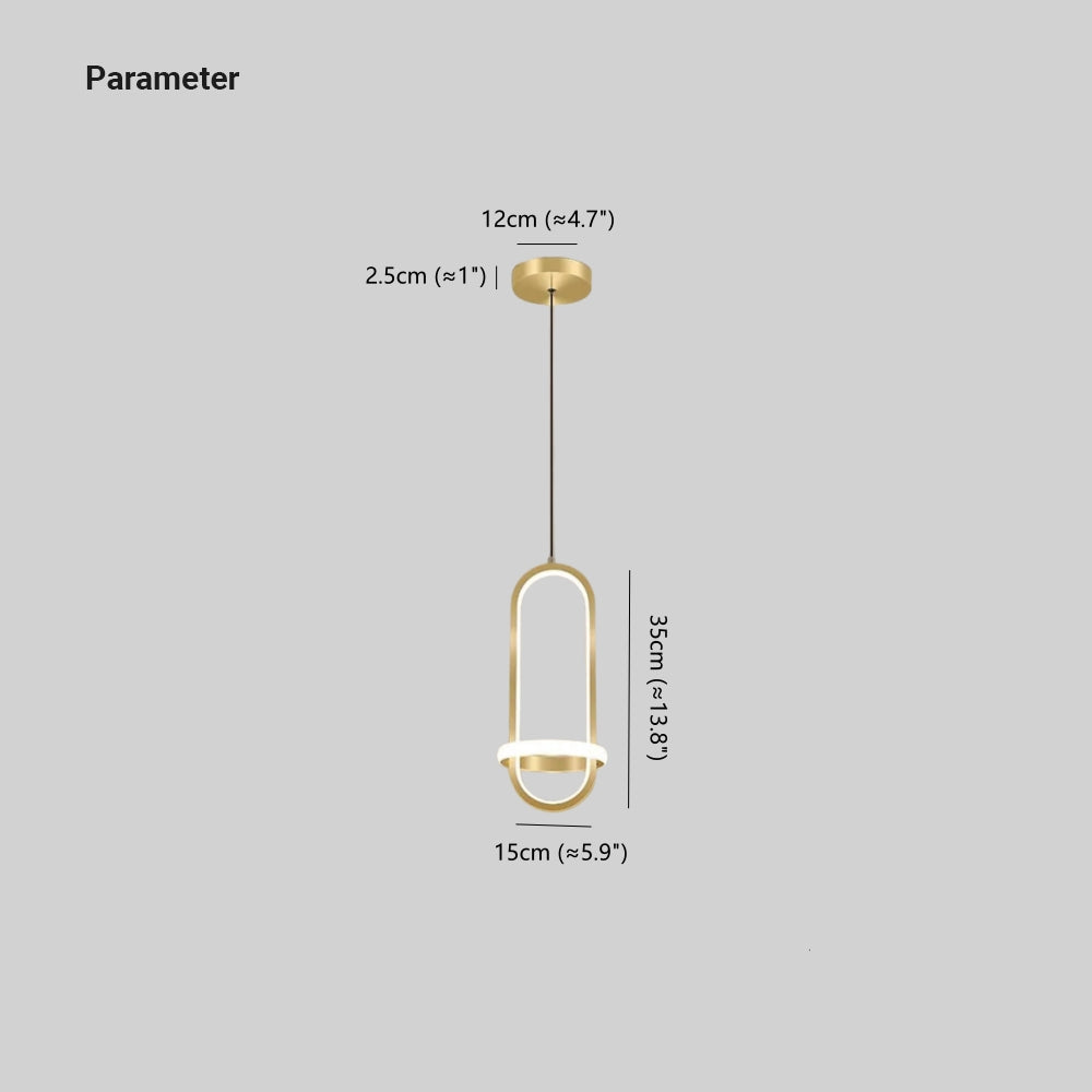 Arisha Minimalista Moderna LED Lampada a Sospensione Squillo LED Nero/Oro Soggiorno/Camera da Letto