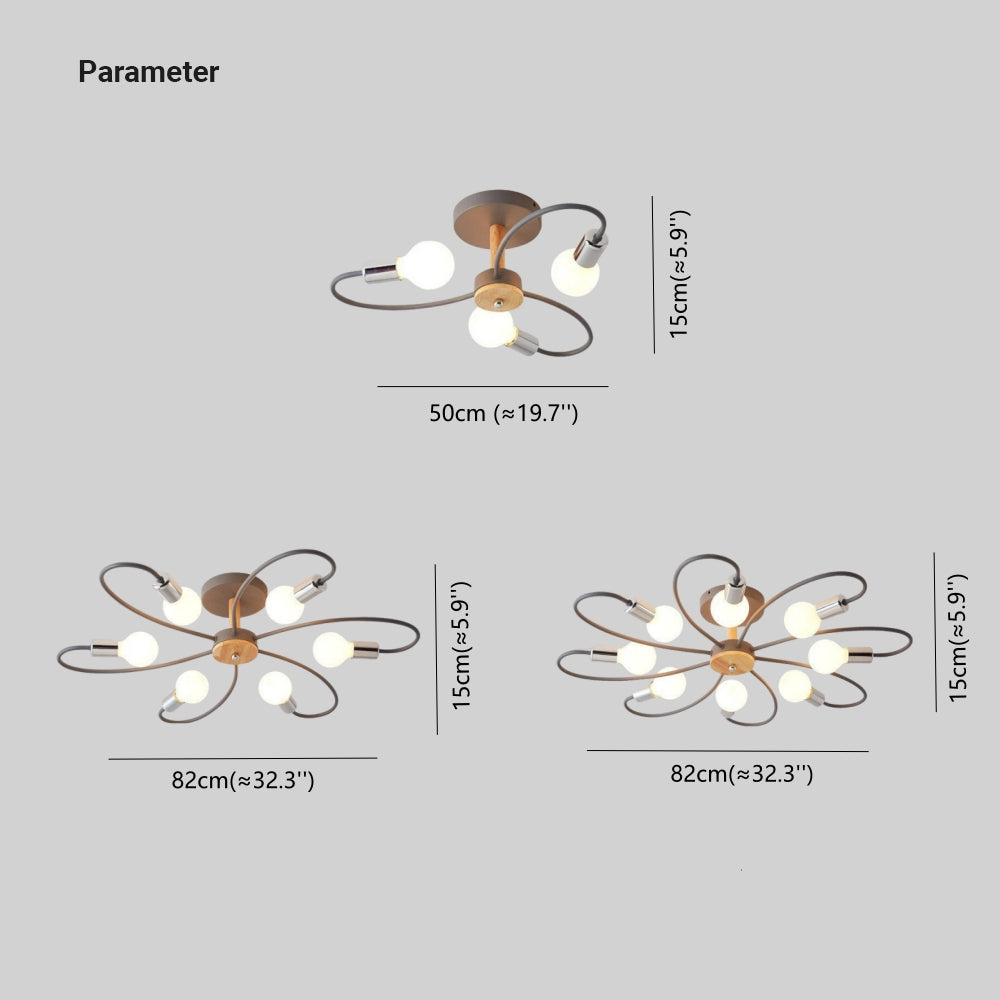 Arisha Elegante LED Bellissimo Plafoniera Metallo Vetro Fiore Grigia/Verde Soggiorno/Camera da Letto