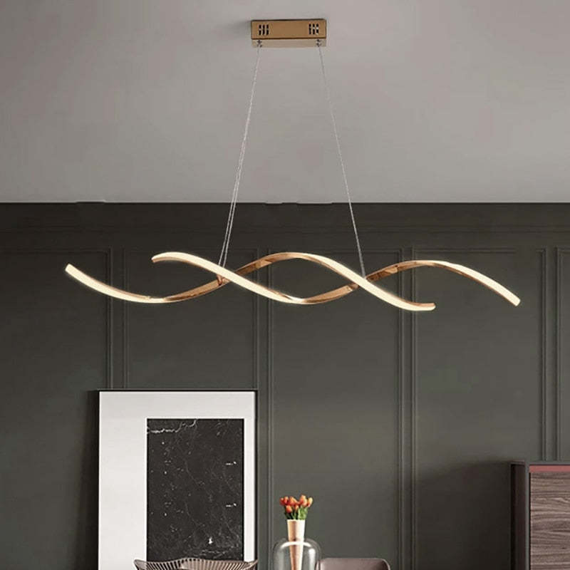 Arisha Moderno LED Spirale Lampada a Sospensione Metallo Acrilico Oro Sala da Pranzo/Soggiorno/Camera da Letto