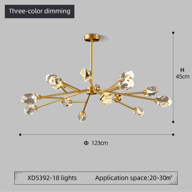 Kristy Lusso LED Bellissimi Lampadario Metallo Cristallo Oro Soggiorno/Camera da Letto
