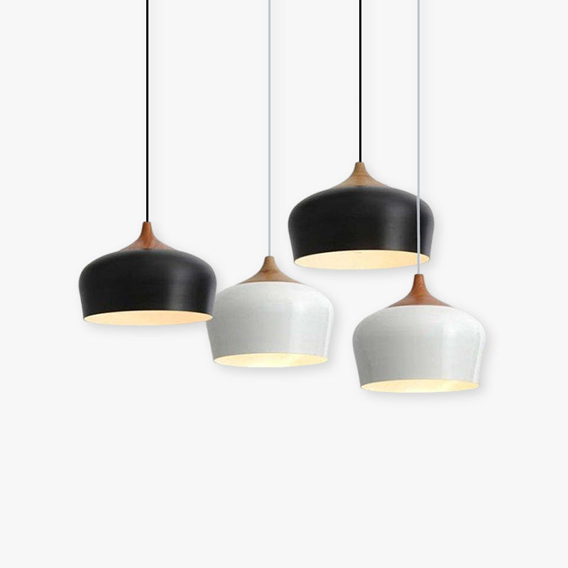Arisha Minimalista Moderni LED Lampada a Sospensione Metallo Legno Nero/Bianco Sala da Pranzo/Soggiorno/Camera da Letto